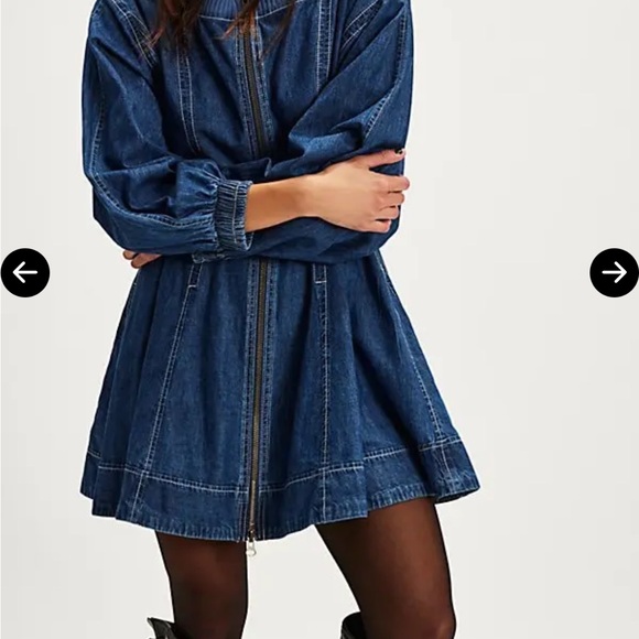 NWT Free People Indy Denim Mini Dress S Midnight Blue - Picture 1 of 7